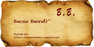 Bacsa Bennó névjegykártya